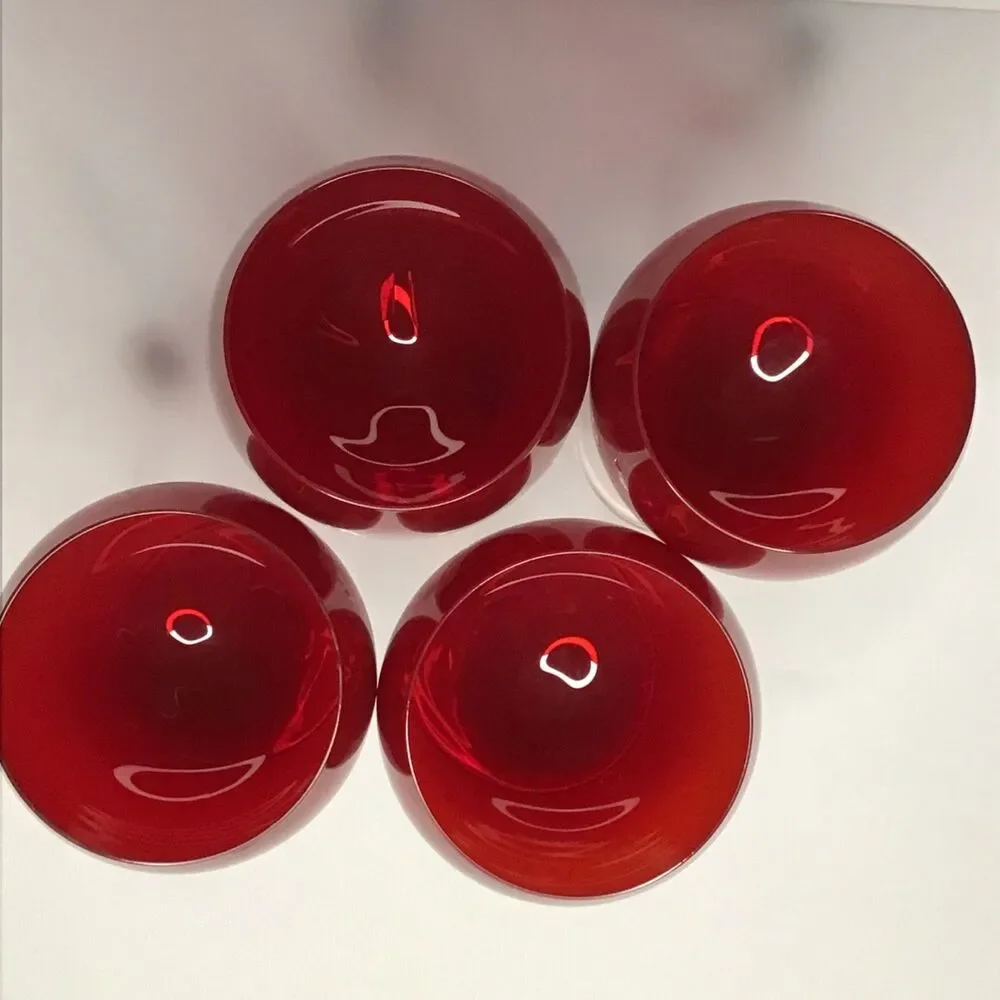 Lenox Holiday Gems (Set of 4) Ruby Red Balloon Crystal Wine Glasses 8 7/8